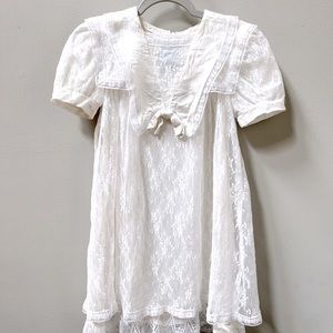 Girl’s Vintage GunneSax McClintock White Lace Dress w Sailor Collar & Bow
